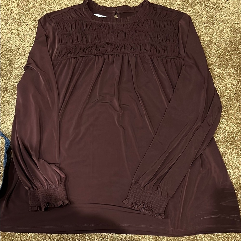 Maurices Women's Long Sleeve Blouse - Deep Brown